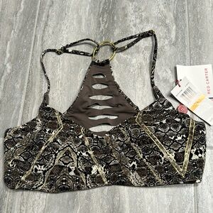NWT Red Carter Snake Print Bikini Top Size S